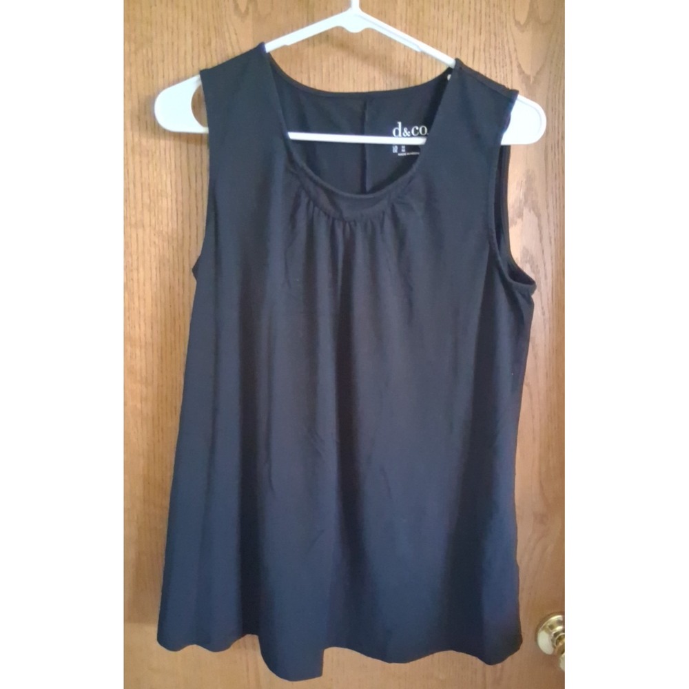 D&Co Essentials Black Tank Top Women's Size Medium Stretch Cotton Spandex Nice!